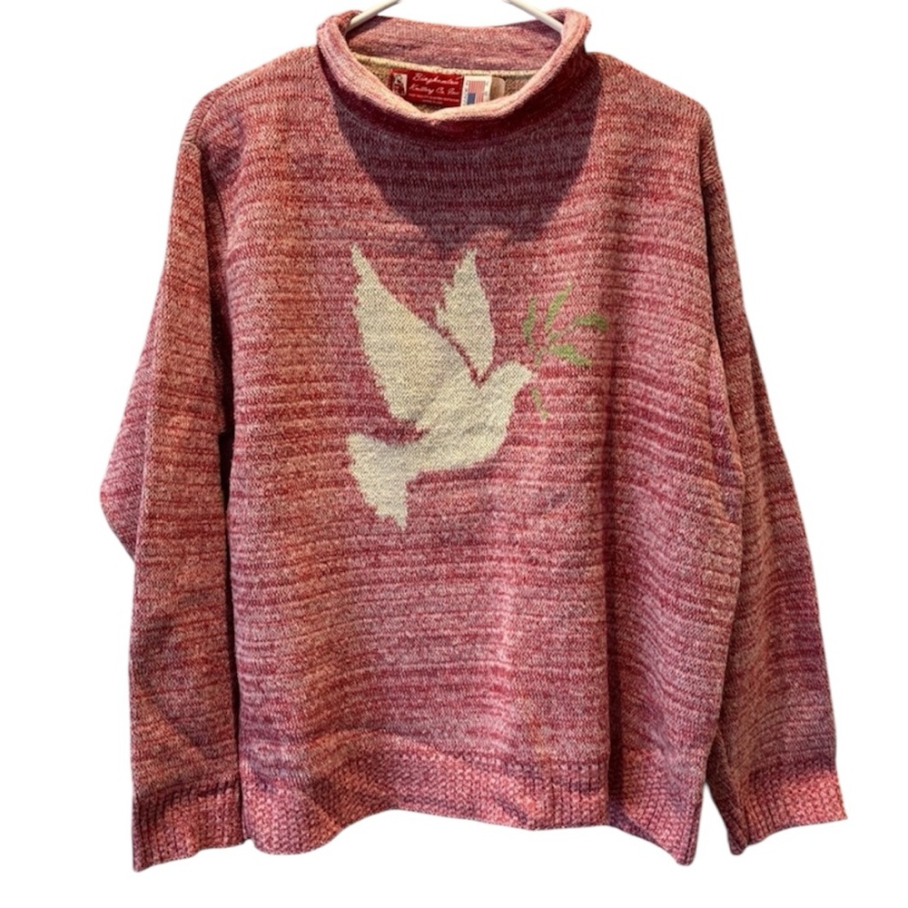 Binghamton knitting Co Marled Pink Dove sweater roll neck SZ L NWOT